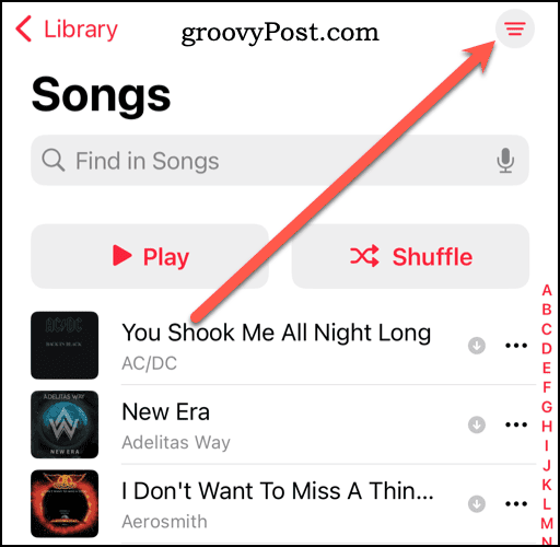 Ikona Više opcija u knjižnici Apple Music