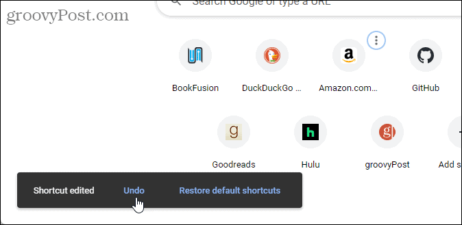 Prečac uređen na stranici Nova kartica Chromea