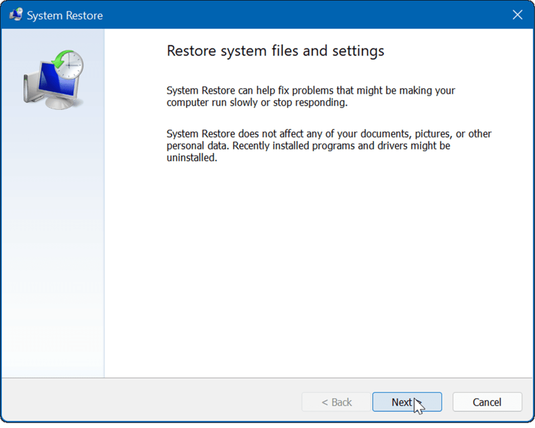 Stvorite točku vraćanja u sustavu Windows 11