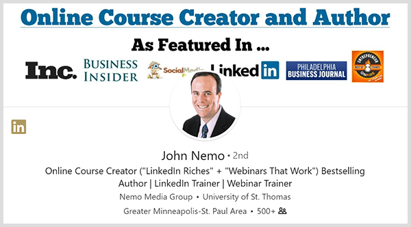 John Nemo koristio je svoj LinkedIn profil za pronalaženje novih klijenata.