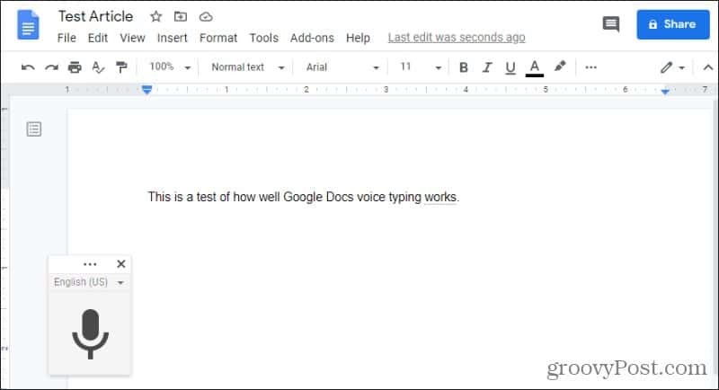 omogućavanje google docs glasovnog tipkanja