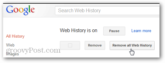 uklonite potvrdu web povijesti s google računa