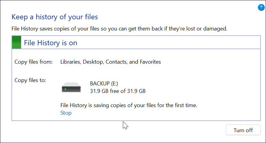 postaviti povijest datoteka na Windows 11