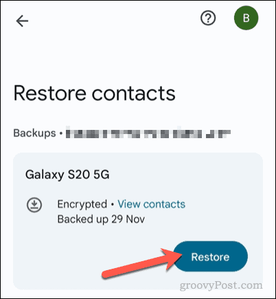 Vratite sigurnosnu kopiju kontakata u aplikaciji Google kontakti