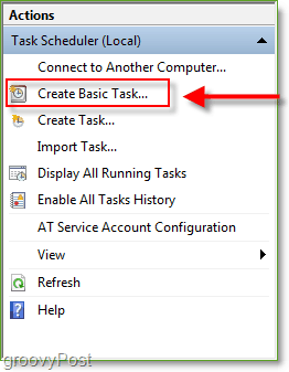 Slika zaslona: Windows 7 Task Scheduler Stvaranje osnovnog zadatka