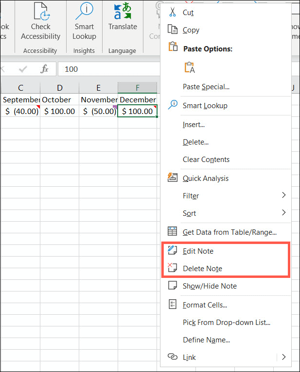 Uređivanje ili brisanje bilješki u Excelu