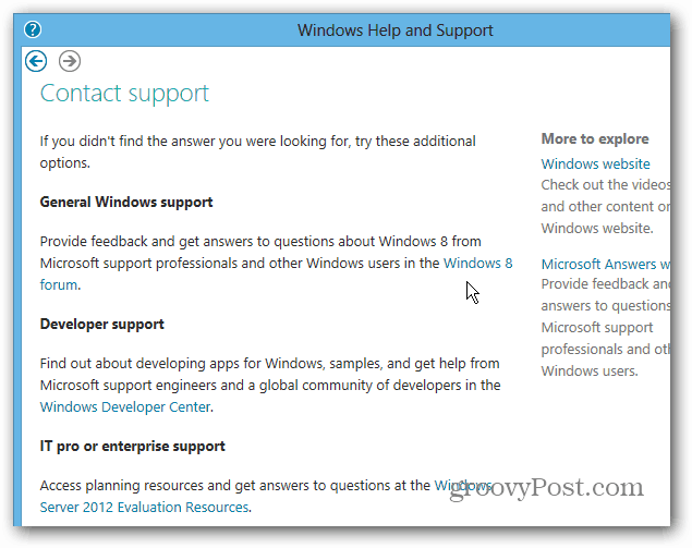 Obratite se forumima za podršku sustava Windows 8