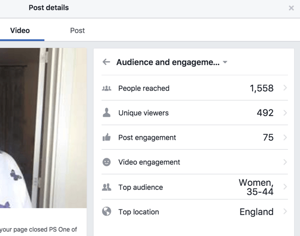 Facebook prikazuje zasebnu statistiku angažmana za objavu i video.