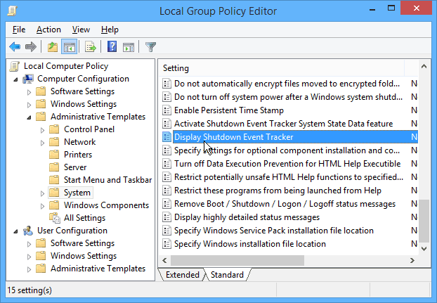 Ponovno se pokreće sustav praćenja događaja Windows Shutdown Event Tracker