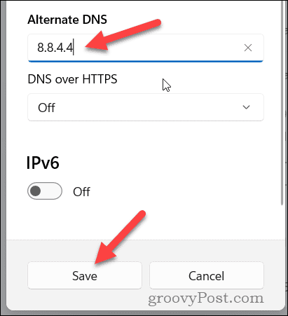 Postavite alternativne DNS postavke u sustavu Windows 11