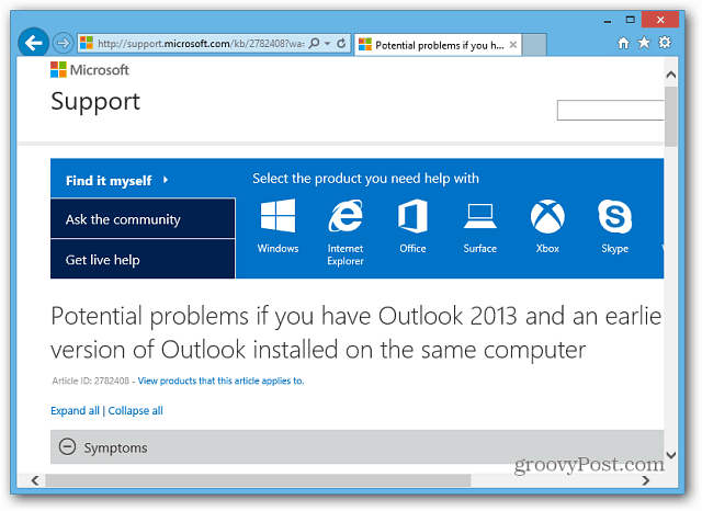 Microsoftova stranica za podršku