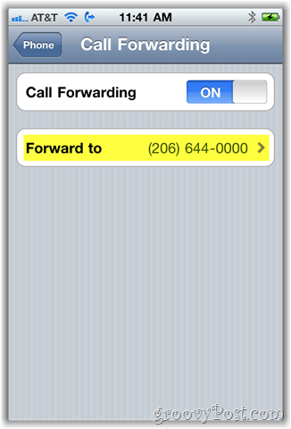 Snimka zaslona s mogućnošću prosljeđivanja iphone poziva