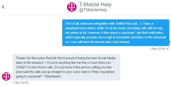 Predstavnik korisničke službe T-Mobilea uspio je komunicirati sa mnom jedan na jedan i uključiti se u moj problem.