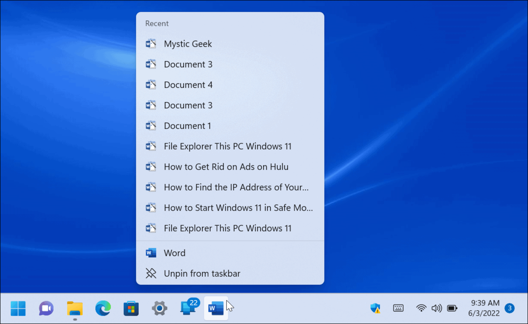 Skoči na popise u sustavu Windows 11