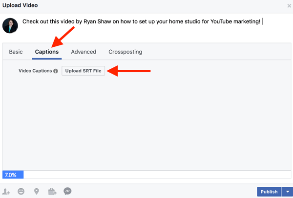 Facebook poslovne stranice mogu dodati SRT datoteke u izvorne videozapise.