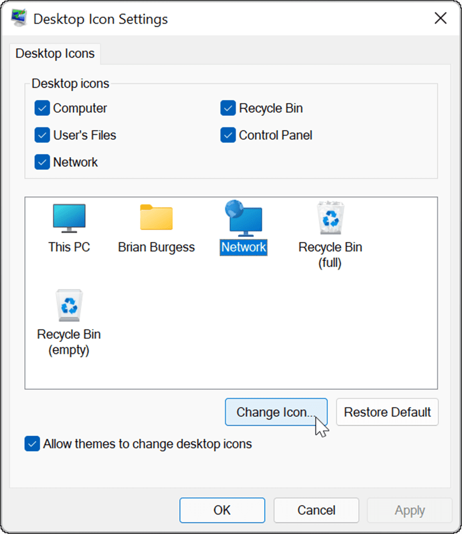 vratite naslijeđene ikone na radnoj površini na Windows 11