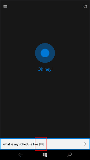 Cortana animacija za slušanje