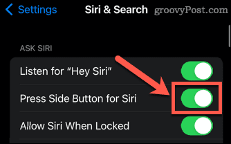 iphone pritisnite bočni gumb za Siri