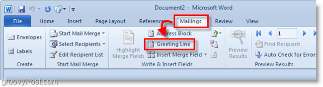 Snimka zaslona programa Outlook 2010 - kliknite na redak pozdrava ispod poruka