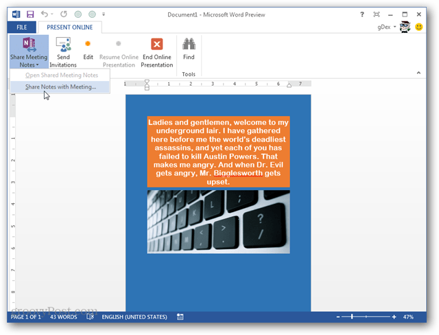 Odmah predstavite bilo koji dokument ili prezentaciju sustava Office 2013