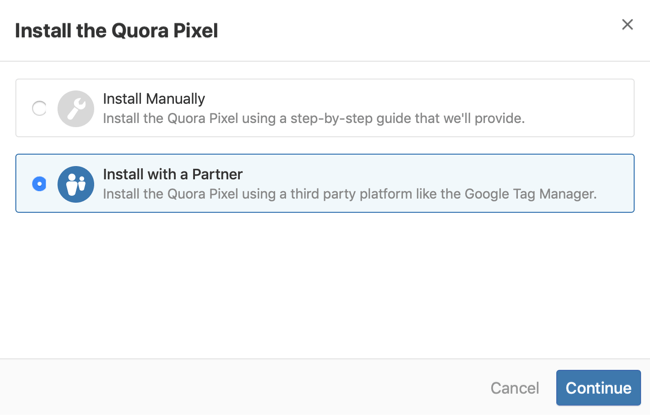 korak 2 kako instalirati Quora pixel s Google upraviteljem oznaka