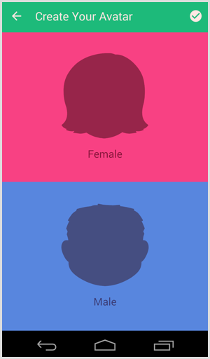 bitmoji odaberite avatar i spol