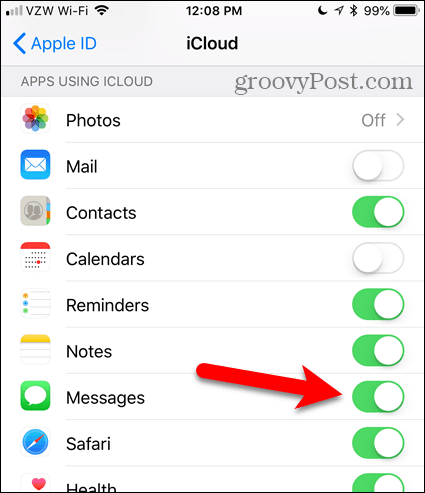 Uključite Poruke na iCloud u iOS-u