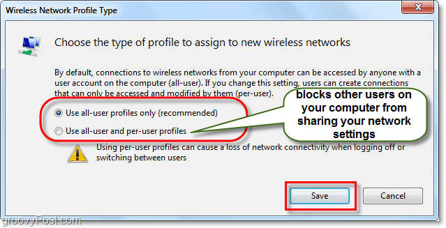upravljanje mrežnim tipom profila Windows 7