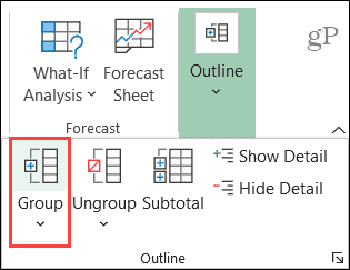 Grupirajte stupce i retke u programu Excel u sustavu Windows