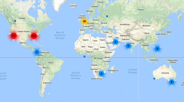 Pogledajte mapirane lokacije sljedbenika ovog računa na Twitteru.