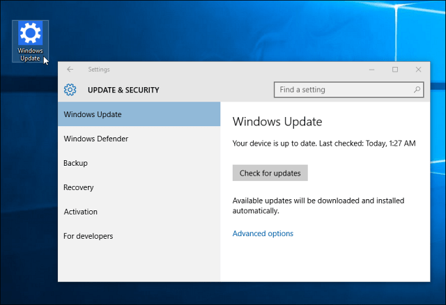 Prečac za Windows Update