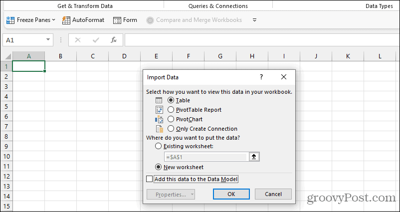 excel opcije uvoza podataka