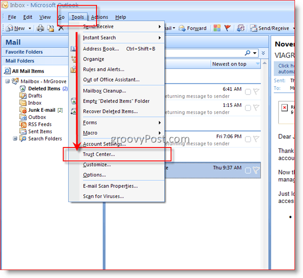 Kako pretvoriti e-poštu u običan tekst u programu Outlook 2007