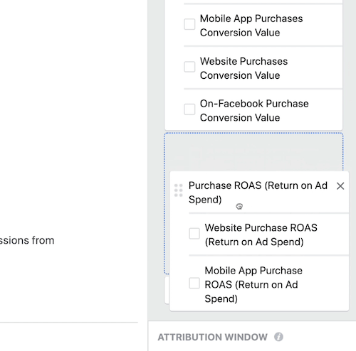 stvorite prilagođeno izvješće o snimci povrata ulaganja u Facebook Ads Manageru, korak 7