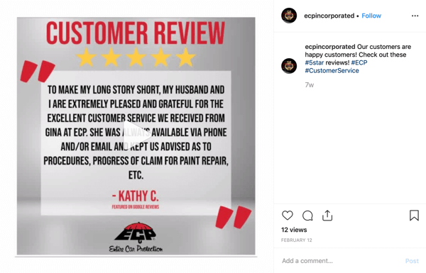 Kako koristiti društveni dokaz u marketingu, primjer istaknute recenzije kupaca o socijalnoj tvrtki ecpincorporated