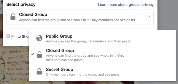 Svaka Facebook grupa može biti javna, zatvorena ili tajna.
