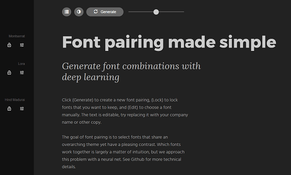 Pronađite kontraste za fontove pomoću Fontjoy.com.