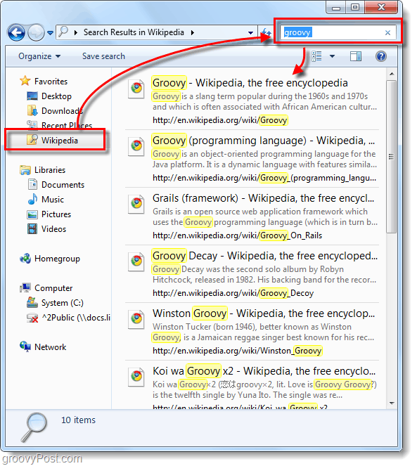 koristite priključak za pretraživanje za sustav Windows 7