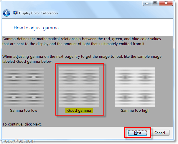 pokušajte uskladiti Windows 7 primjer gama slike