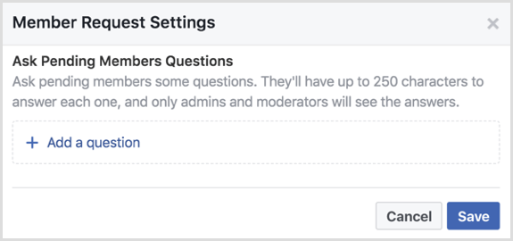 Facebook grupa postavlja pitanja članovima na čekanju