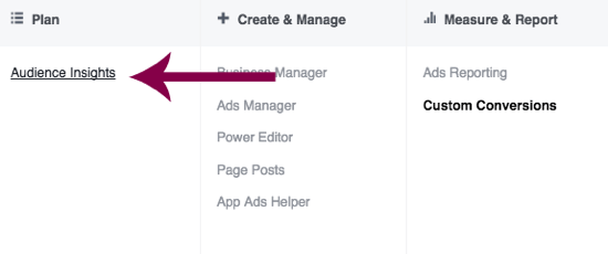Idite na Uvid u publiku u Facebook Ads Manageru.