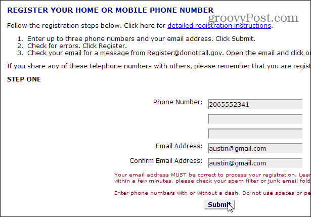 registarski broj i e-adresa