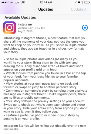 ažuriranje priča o instagram aplikacijama