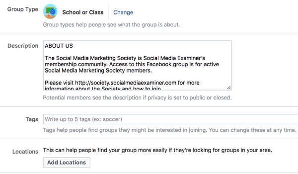 Navedite dodatne detalje o svojoj Facebook grupi kako bi je ljudi lakše otkrili.