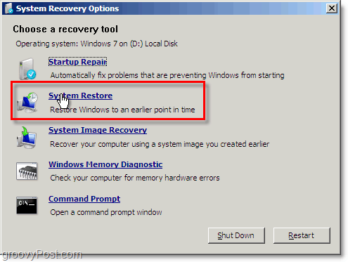 vraćanju sustava Windows 7 jednostavan je pristup iz boto načina za popravak