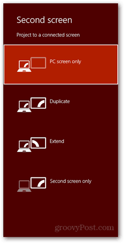  Windows 8 prečac na tipkovnici poveži novi dijaloški zaslon PC ekran duplikat proširi samo drugi zaslon