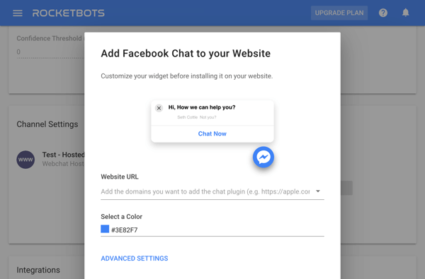 Upotrijebite Google Tag Manager s Facebookom, korak 13, postavke za uređivanje koda za ugrađivanje Facebook chata pomoću alata treće strane