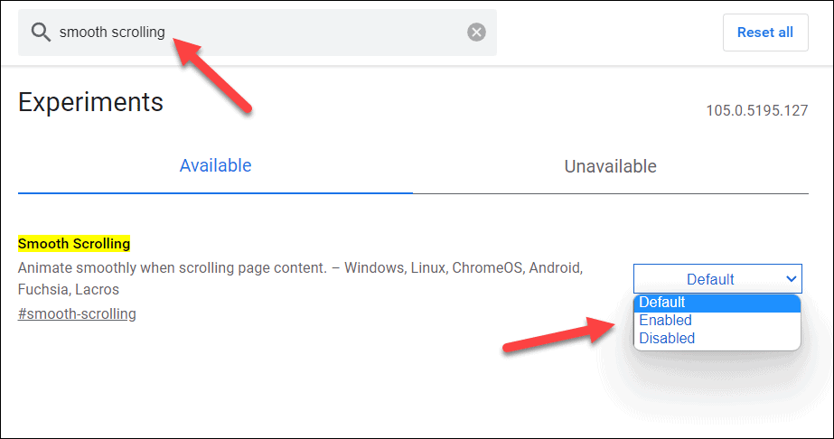 Omogućivanje ili onemogućavanje Chrome glatkog pomicanja na računalu
