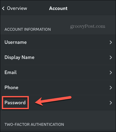 postavke lozinke za discord