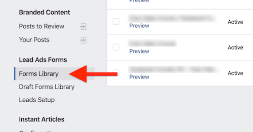 Opcija Biblioteke obrazaca u Facebook Publishing Tools